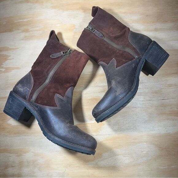 Olukai Brown Leather and Suede Ankle Boots Women’s Size 7 - Picture 3 of 8